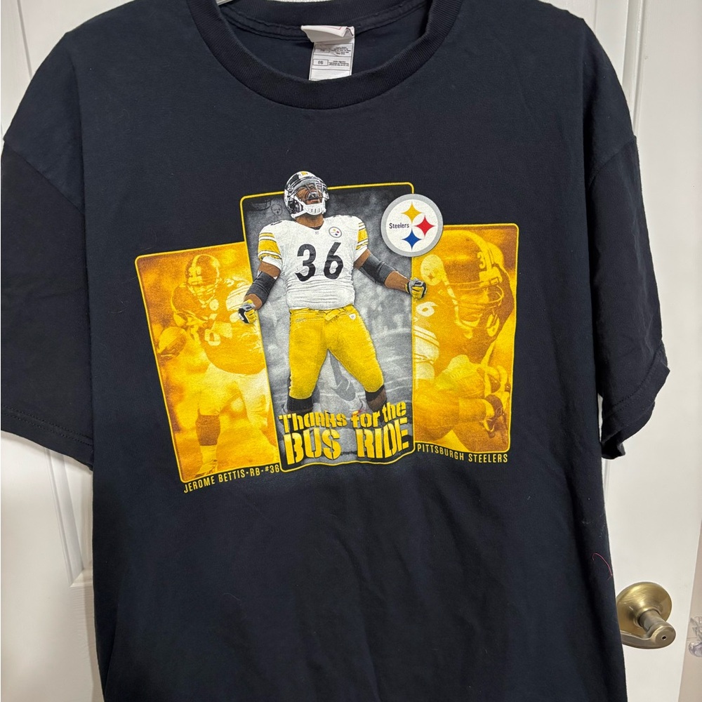 NFL Black Jerome Bettis T-Shirt with Logo Tag